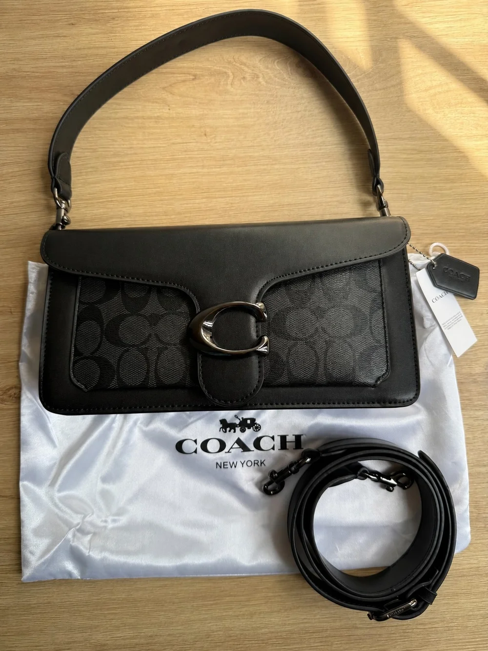 Coach Tabby 26 Black Signature Canvas shoulder bag